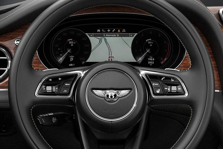 Bentley Bentayga dashboard view highlighting layout, materials, and clarity