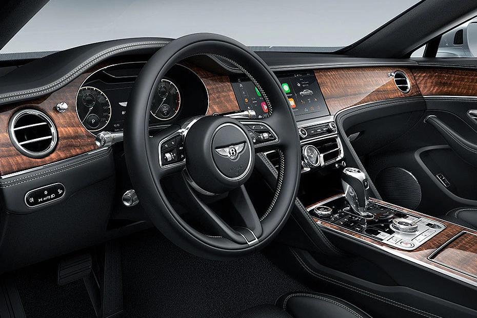 Bentley Flying Spur steering-wheel view highlighting grip, controls, and comfort