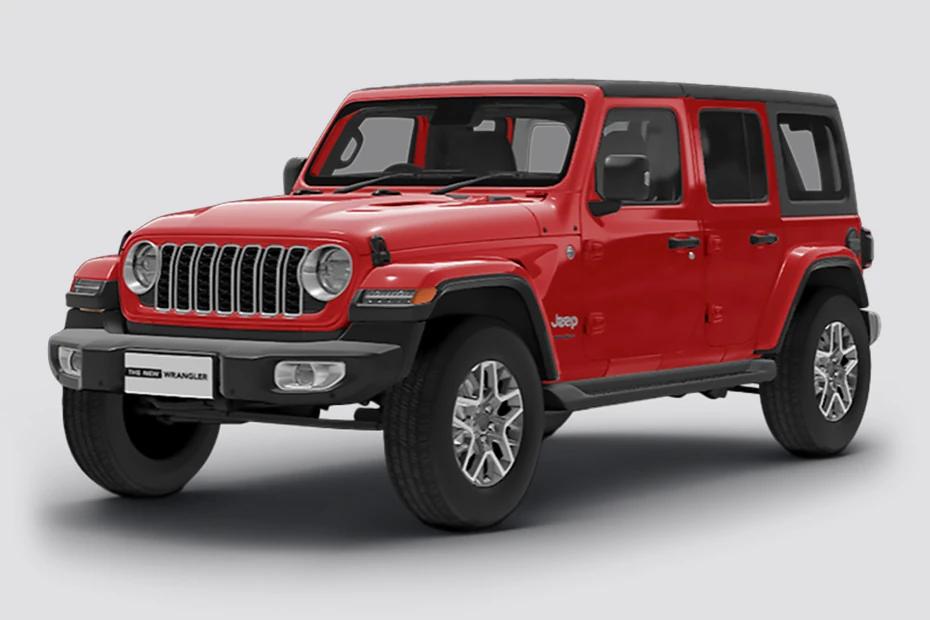 Jeep Wrangler front-angle view highlighting proportions, lighting, and stance