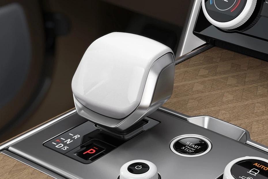 Land Rover Range Rover console-view view highlighting storage, controls, and ergonomics