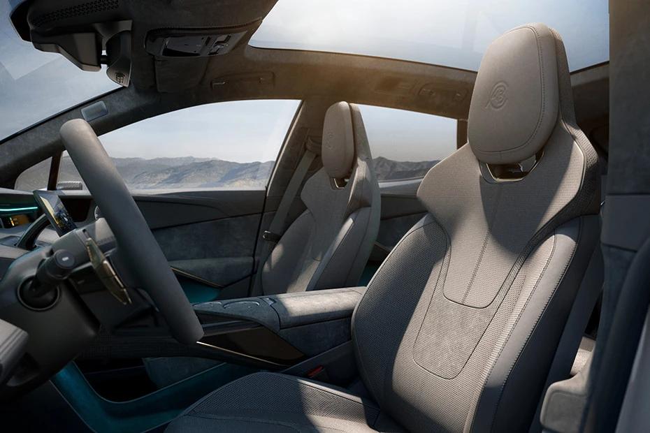 Lotus Eletre front-seats view highlighting support, padding, and comfort