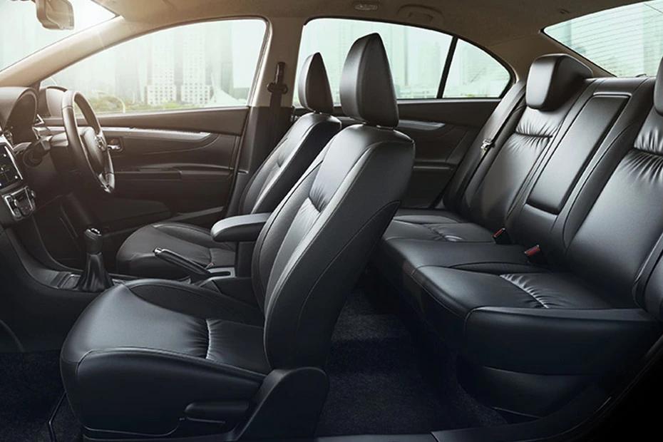 Maruti Ciaz front-seats view highlighting support, padding, and comfort