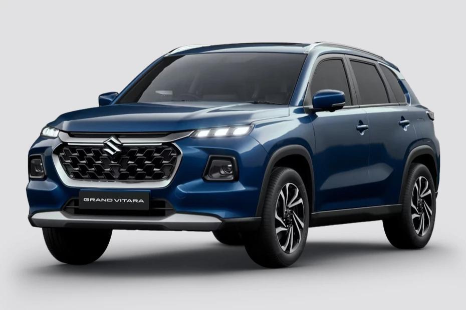 Maruti Grand Vitara front-angle view highlighting proportions, lighting, and stance