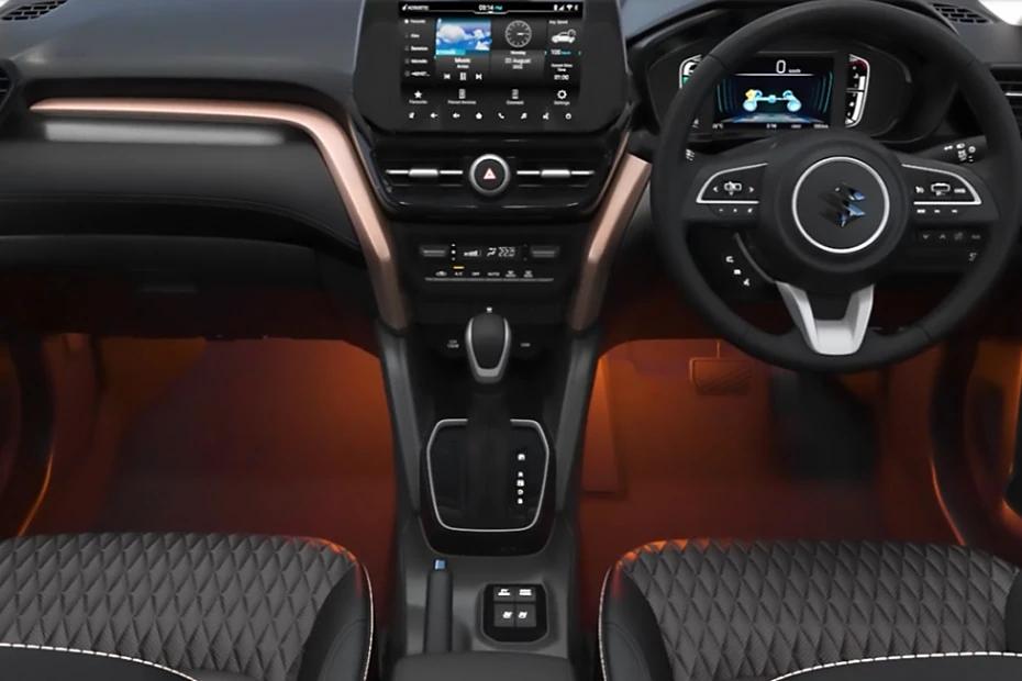 Maruti Grand Vitara dashboard view highlighting layout, materials, and clarity