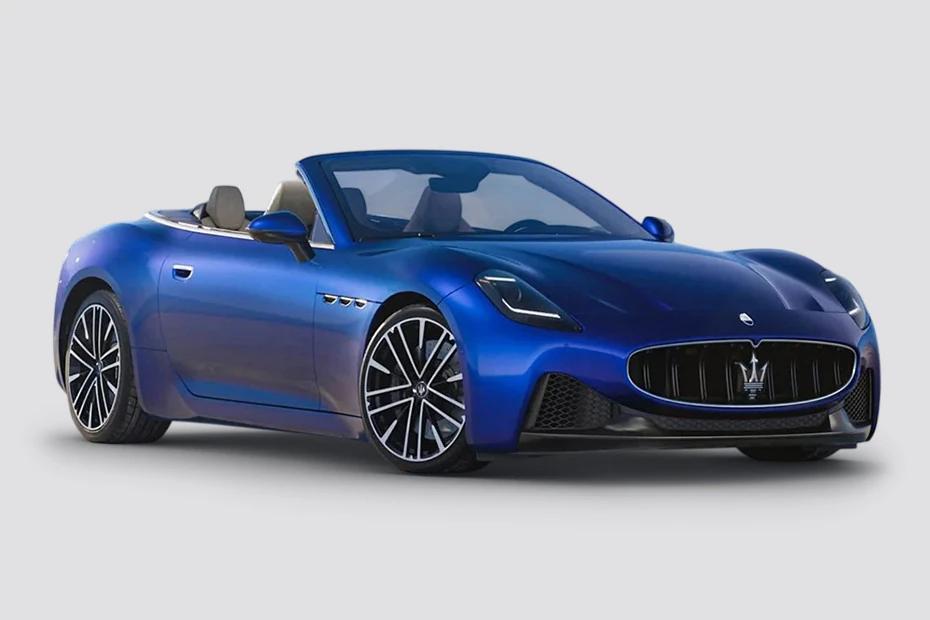 Maserati Gran Cabrio front-angle view highlighting proportions, lighting, and stance