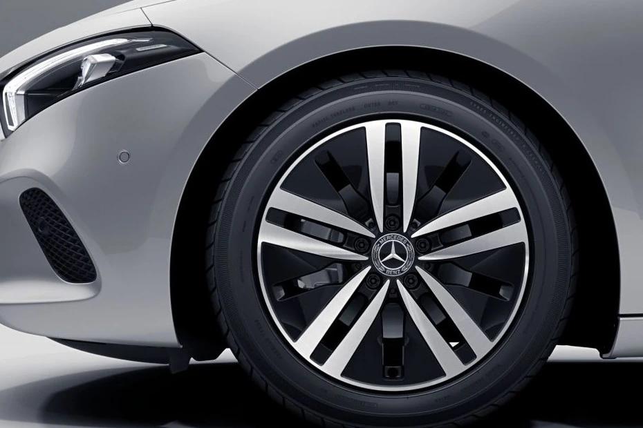 Mercedes Benz A Class Limousine wheel-closeup view highlighting pattern, finish, and attitude