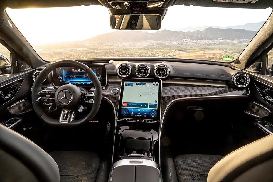 Mercedes Benz Amg C 63 dashboard view highlighting layout, materials, and clarity