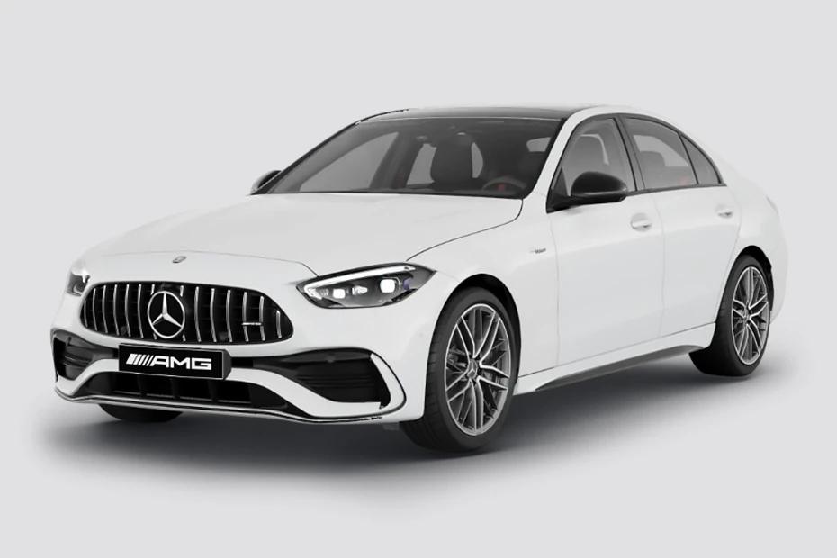 Mercedes Benz Amg C43 front-angle view highlighting proportions, lighting, and stance