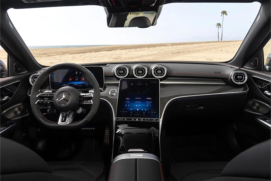 Mercedes Benz Amg C43 dashboard view highlighting layout, materials, and clarity