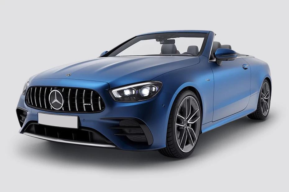 Mercedes Benz Amg E 53 Cabriolet front-angle view highlighting proportions, lighting, and stance