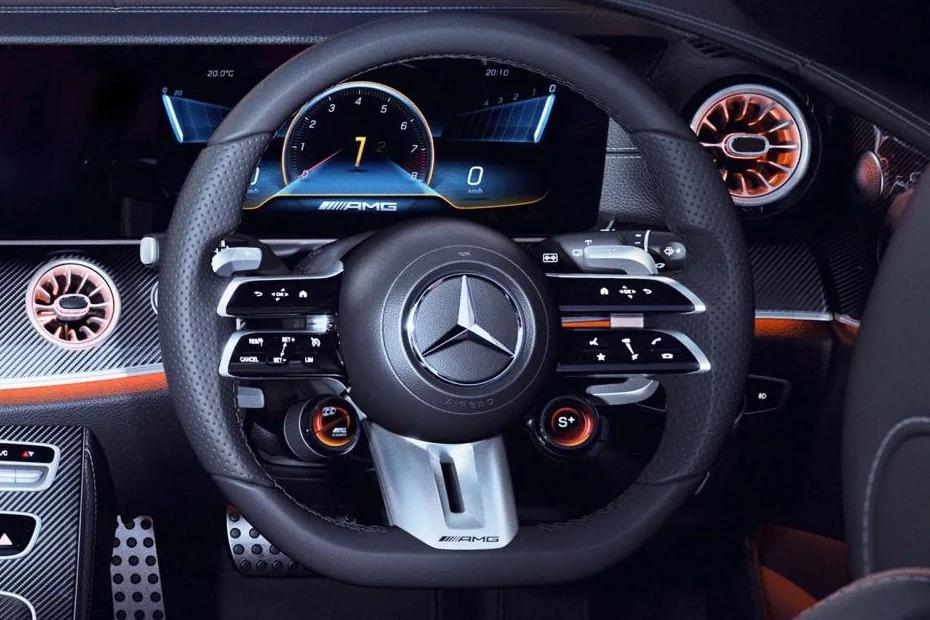 Mercedes Benz Amg E 53 Cabriolet steering-wheel view highlighting grip, controls, and comfort