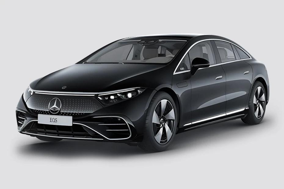 Mercedes Benz Amg Eqs front-angle view highlighting proportions, lighting, and stance
