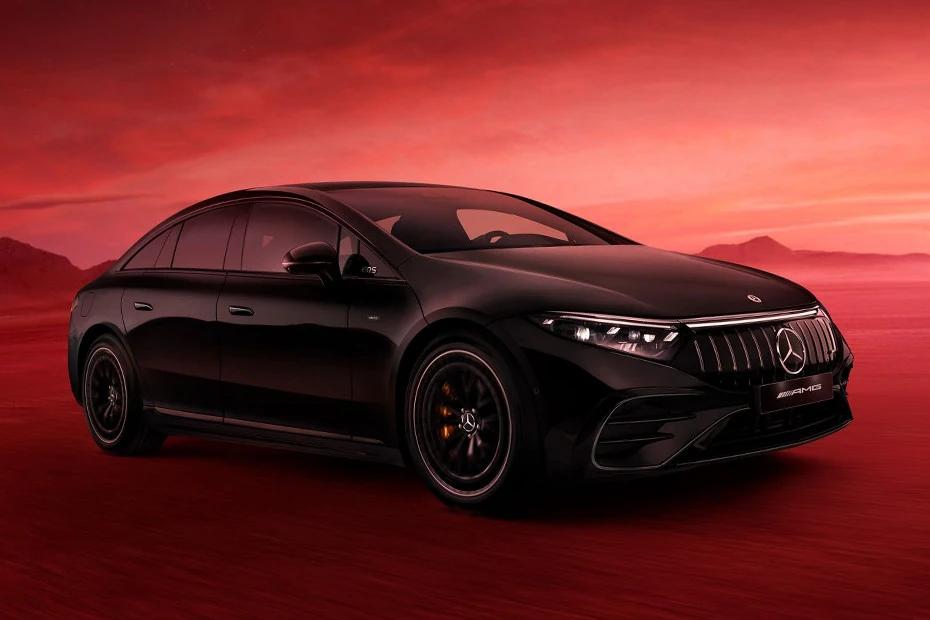 Mercedes Benz Amg Eqs side-profile view highlighting roofline, stance, and proportion