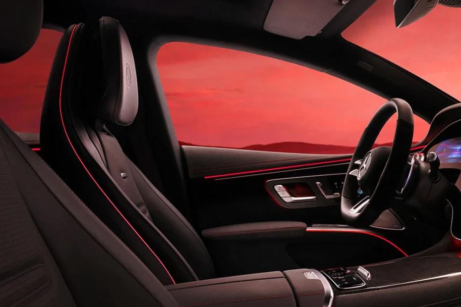 Mercedes Benz Amg Eqs front-seats view highlighting support, padding, and comfort