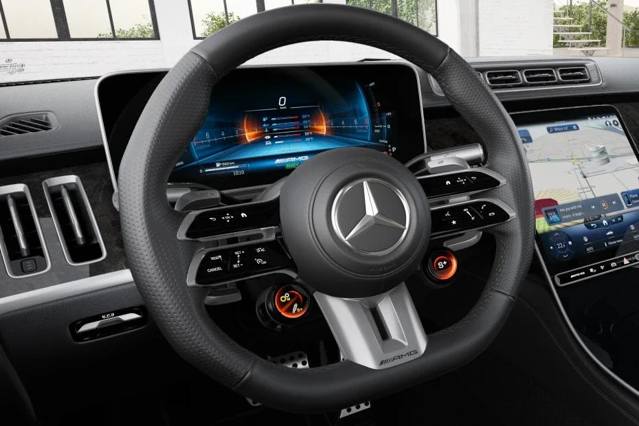 Mercedes Benz Amg S 63 steering-wheel view highlighting grip, controls, and comfort
