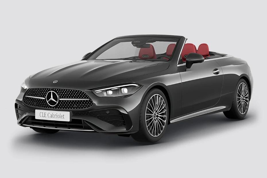 Mercedes Benz Cle Cabriolet front-angle view highlighting proportions, lighting, and stance