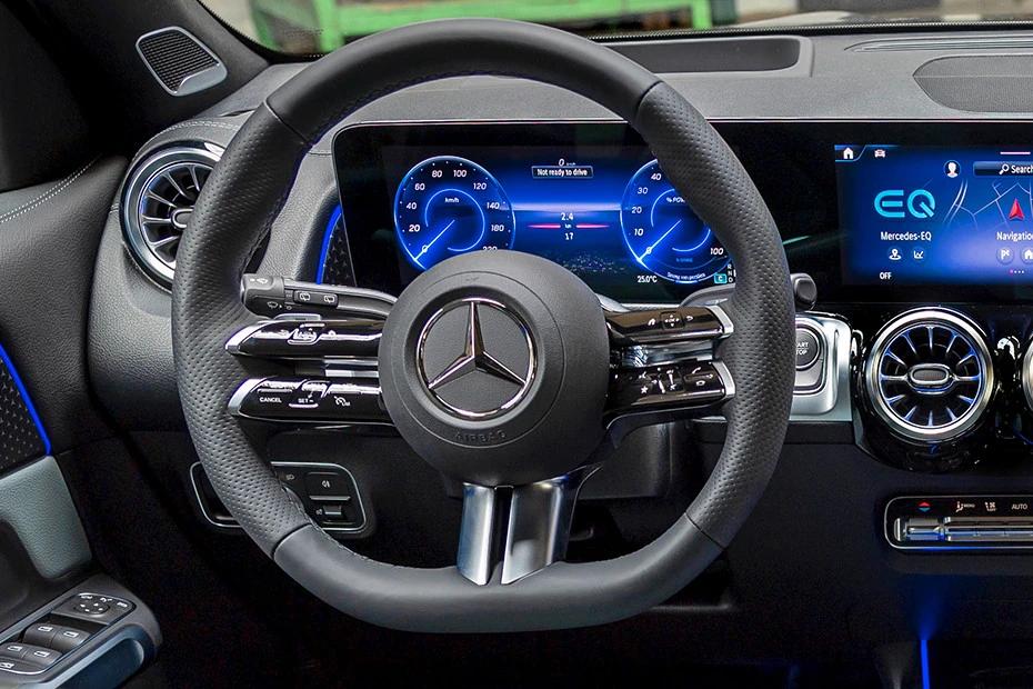 Mercedes Benz Eqb steering-wheel view highlighting grip, controls, and comfort