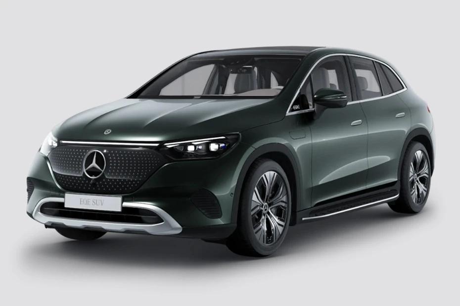 Mercedes Benz Eqe Suv front-angle view highlighting proportions, lighting, and stance