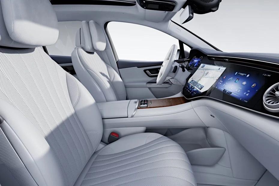 Mercedes Benz Eqe Suv front-seats view highlighting support, padding, and comfort