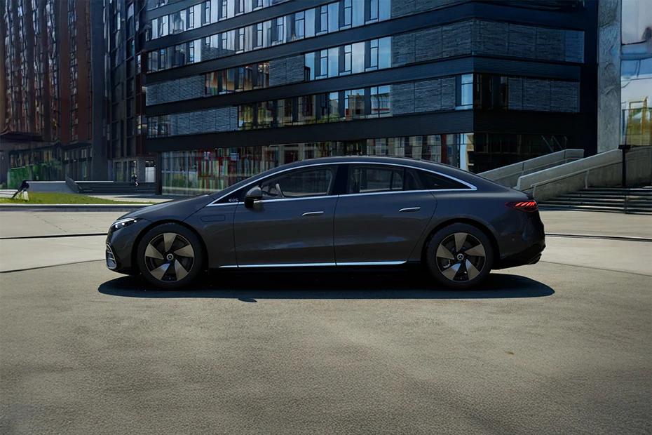 Mercedes Benz Eqs side-profile view highlighting roofline, stance, and proportion