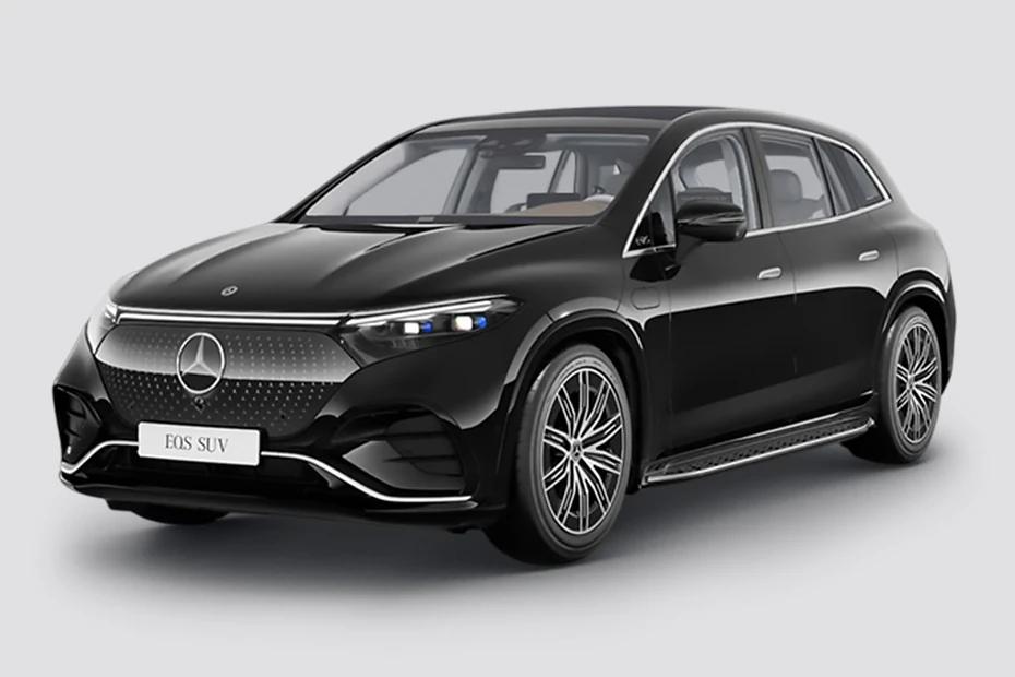 Mercedes Benz Eqs Suv front-angle view highlighting proportions, lighting, and stance