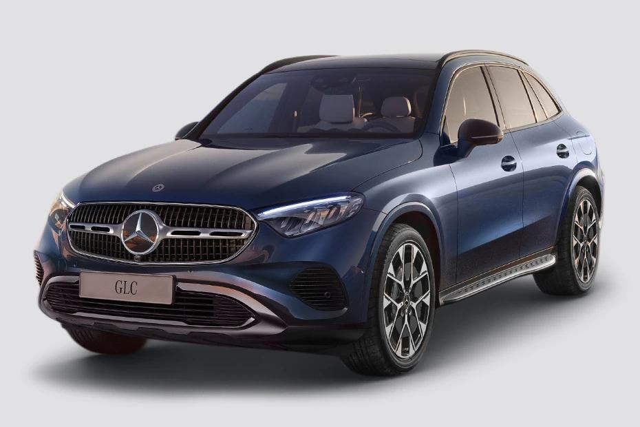 Mercedes Benz Glc front-angle view highlighting proportions, lighting, and stance