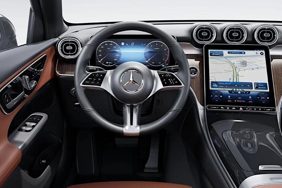 Mercedes Benz Glc steering-wheel view highlighting grip, controls, and comfort