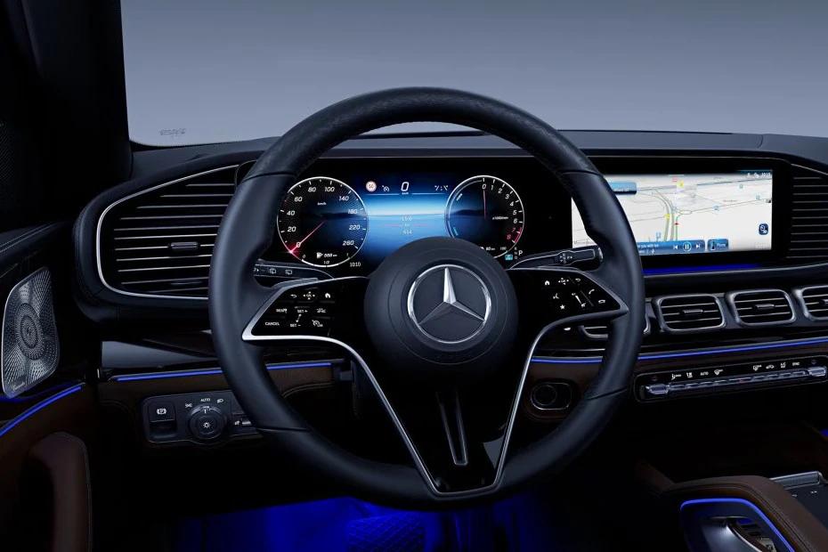 Mercedes Benz Gle steering-wheel view highlighting grip, controls, and comfort