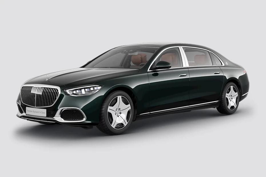Mercedes Benz Maybach S Class front-angle view highlighting proportions, lighting, and stance