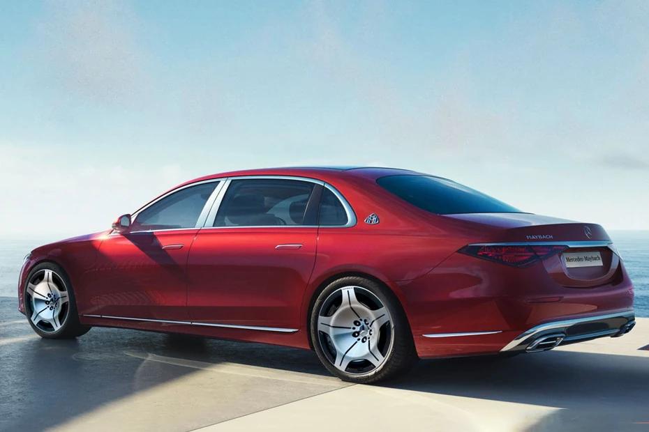 Mercedes Benz Maybach S Class rear-view view highlighting width, presence, and balance