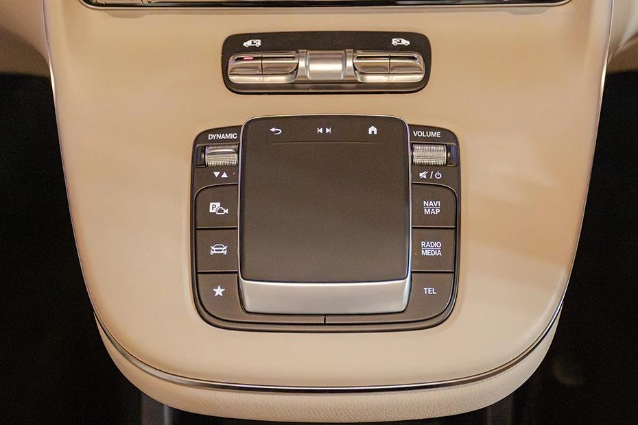 Mercedes Benz V Class console-view view highlighting storage, controls, and ergonomics