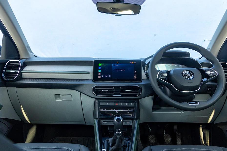 Skoda Kylaq dashboard view highlighting layout, materials, and clarity