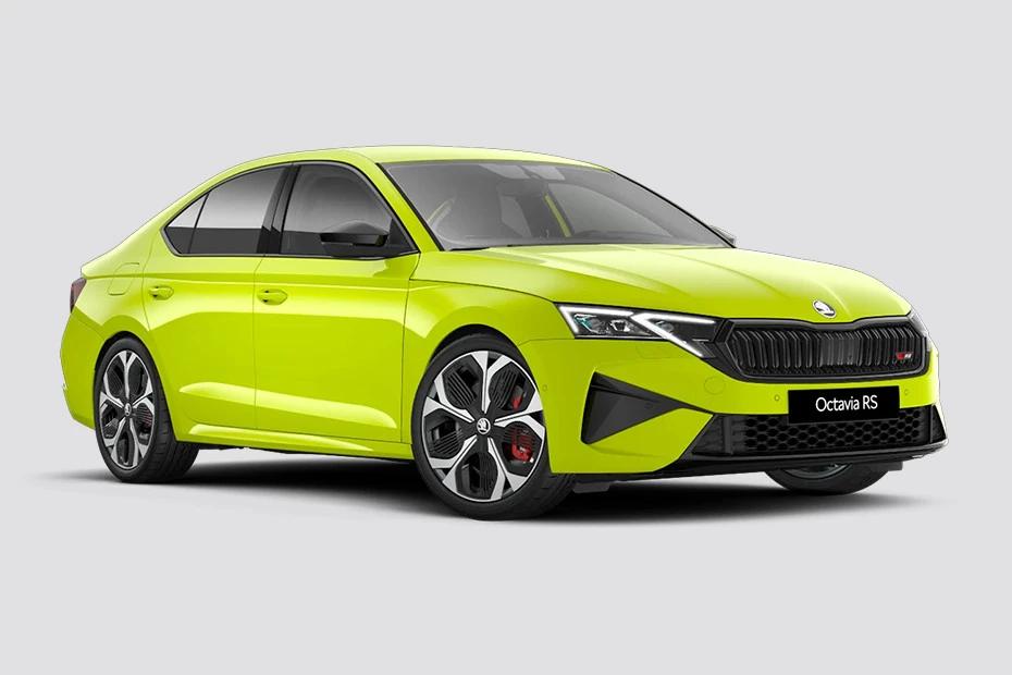 Skoda Octavia Rs front-angle view highlighting proportions, lighting, and stance