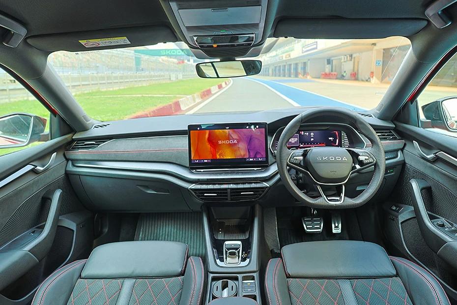 Skoda Octavia Rs dashboard view highlighting layout, materials, and clarity