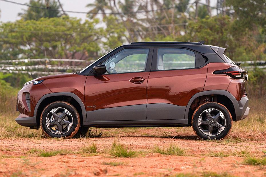Tata Punch Ev side-profile view highlighting roofline, stance, and proportion