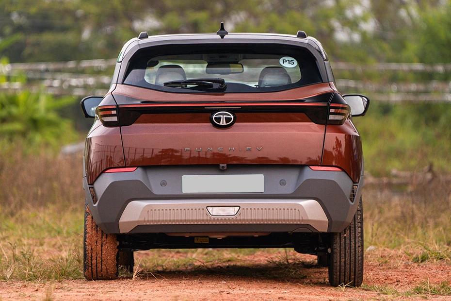 Tata Punch Ev rear-view view highlighting width, presence, and balance
