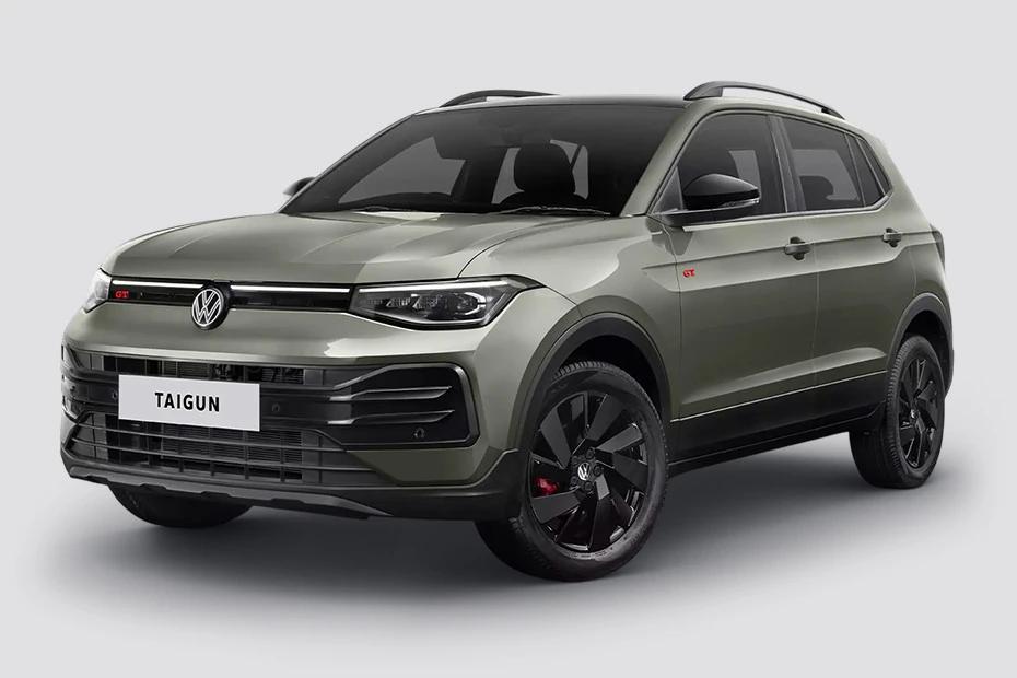 Volkswagen Taigun front-angle view highlighting proportions, lighting, and stance