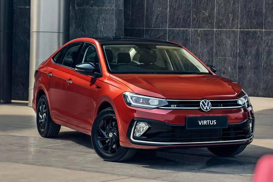 Volkswagen Virtus top-view view highlighting contour, symmetry, and packaging